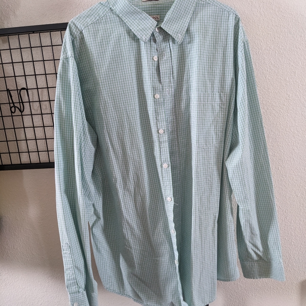 Men's Merona Dress Shirt Light Green and Light Blue